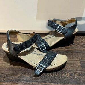 Aetrex Black Woven Wedge Sandals (SIZE: USA 10)